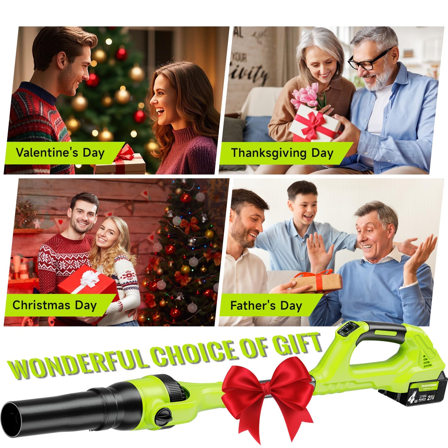 PEAKVONDER Cordless Leaf Blower, 260,000 RPM Turbo Jet (580 CFM/180 MPH)，2 * 4.0/3.0Ah Batteries & Fast Charger, with Gutter Cleaning Extension Attachment Kit for Lawn Care