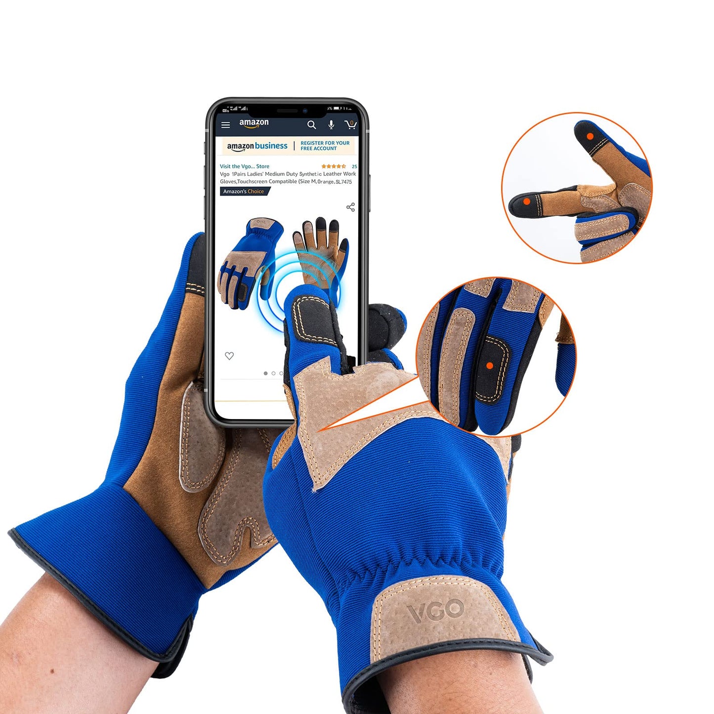 Vgo 1Pair Gardening Gloves Men,Safety Work Gloves,Puncture-proof,Thornproof,Touchscreen(L,Blue,SL7475)