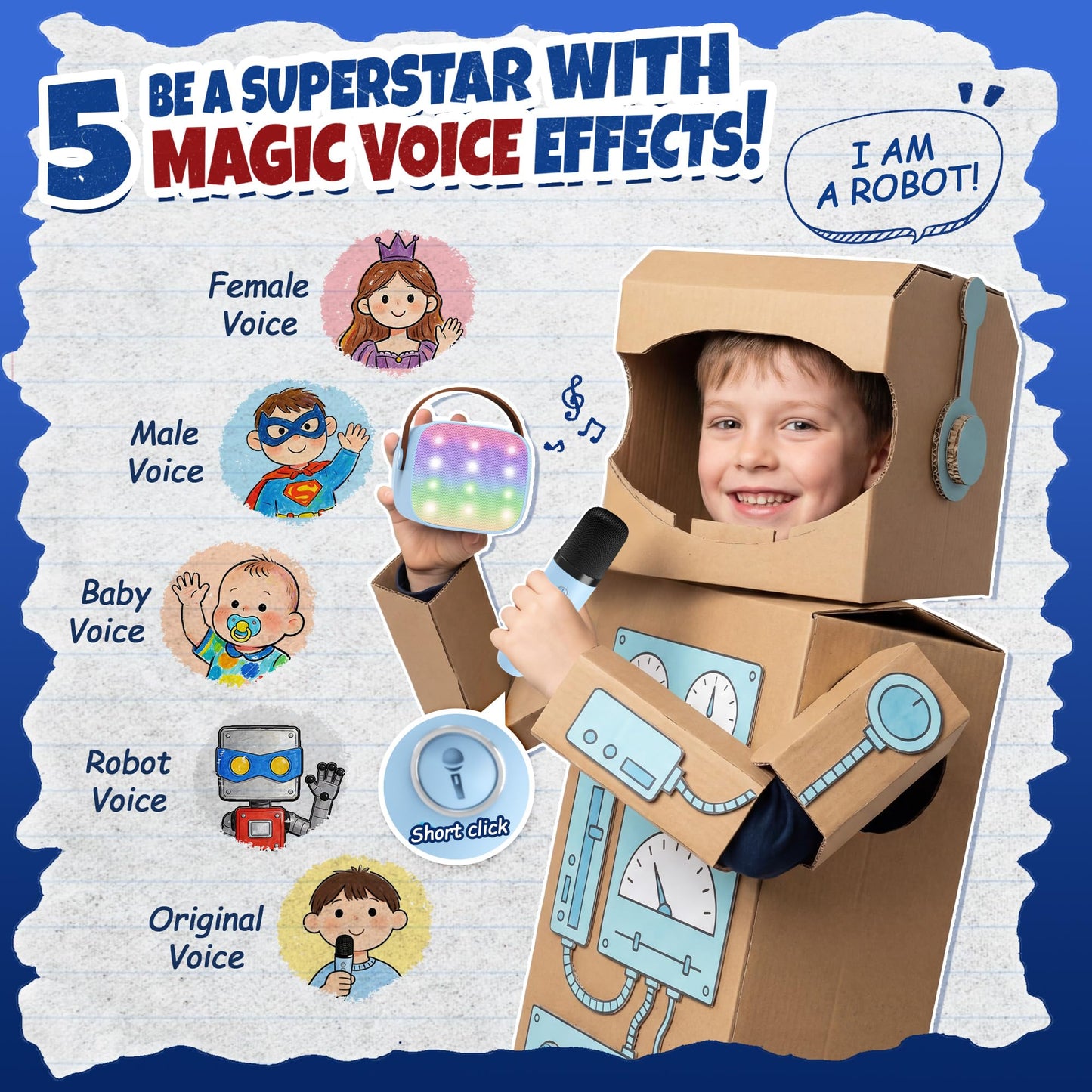 YLL Mini Karaoke Machine for Kids Adults, Bluetooth Speaker with 2 Wireless Microphones, TOP Christmas Birthday Gifts Toys for Girls Ages 3, 4, 5, 6, 7, 8, 9,10,11,12+ Years Old Toddler(Blue)