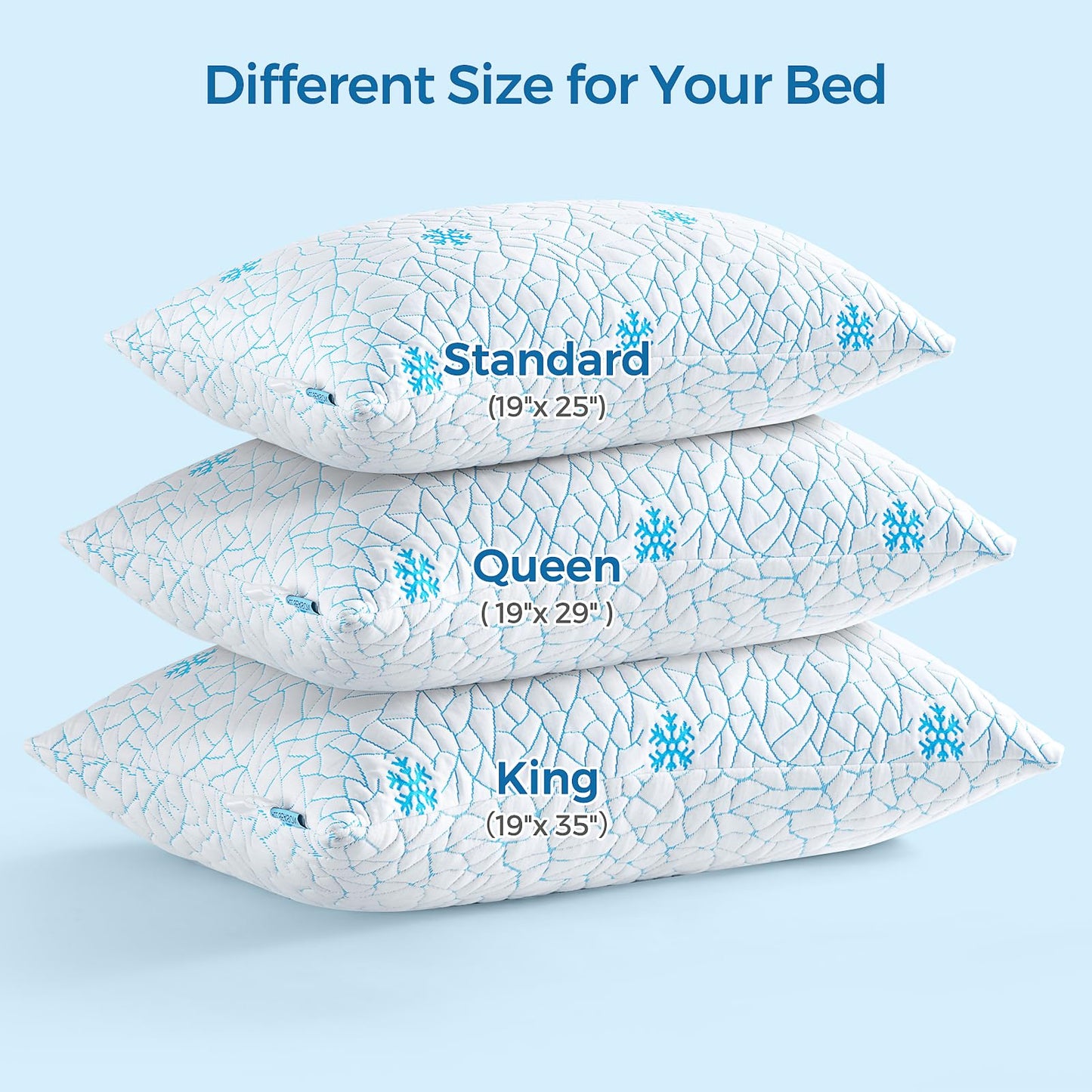 COSYTREE Pillows Queen Size 2 Pack Shredded Memory Foam, Adjustable Height Side Sleepers Pillow with Washable Cover for Back and Stomach Sleepers (Queen（2 Pack）)