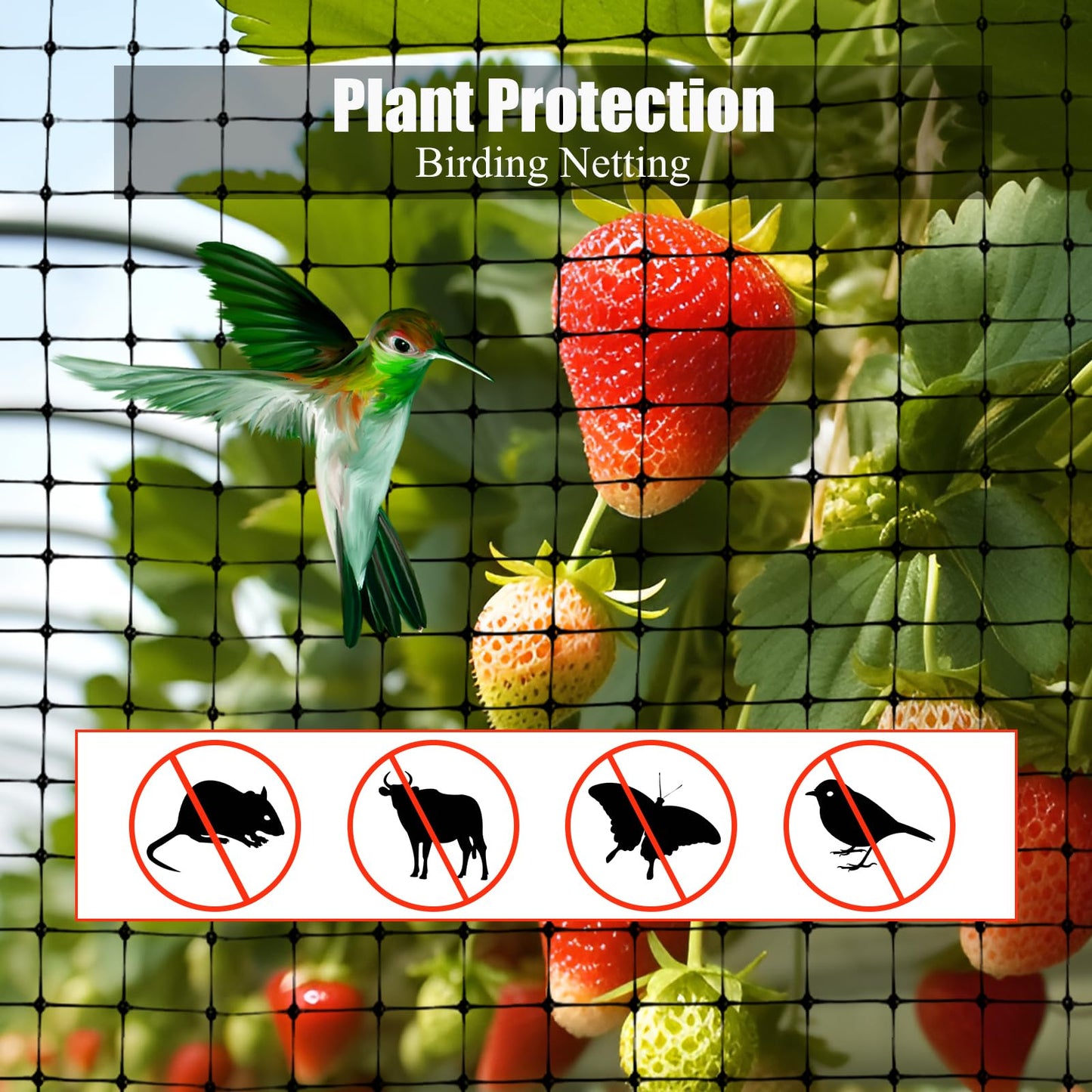 DARENYI Bird Netting for Garden, Garden Netting with Cable Ties, PP Plastic Wire Mesh Fence Anti Bird Net, Protect Plant Tree Fruits Vegetable for Pest Control & Animal Fence Barrier Netting (7x100FT)
