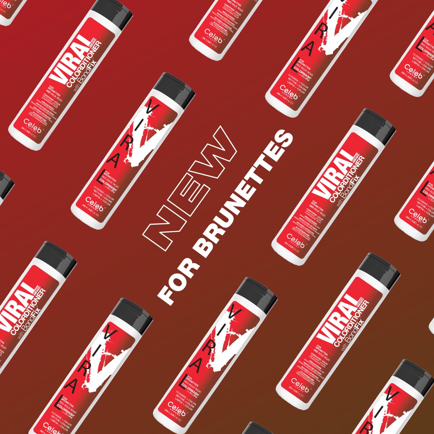 Celeb Luxury Red Duo Color Depositing Colorwash Shampoo & Conditioner Set for Brunettes + Bondfix Bond Rebuilder, Semi Permanent Hair Color, Vegan Hair Dye