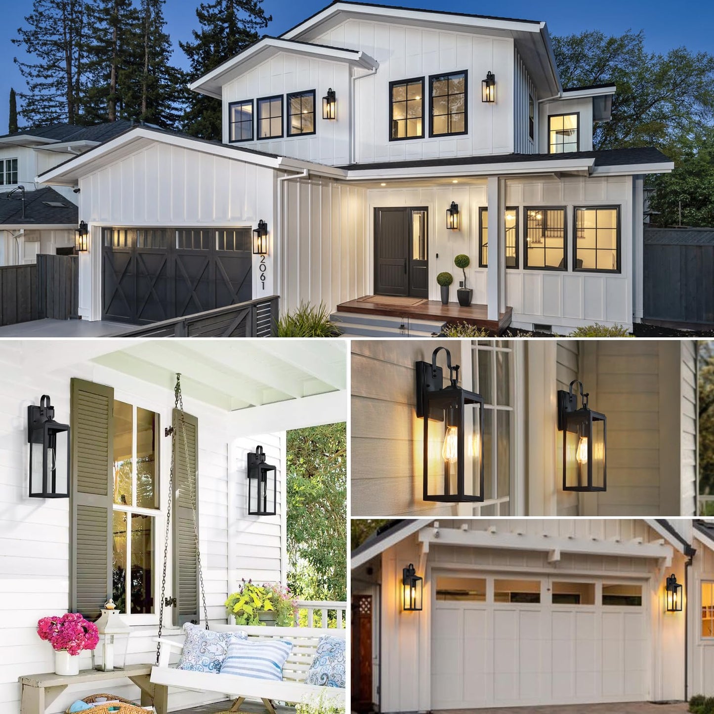 18'' Large Outdoor Wall Lights 1-Pack, Modern Black Exterior Lighting Fixtures, Waterproof Outdoor Sconces Porch Light for House Wall Mount, Farmhouse Wall Lanterns for Front Door, Garage