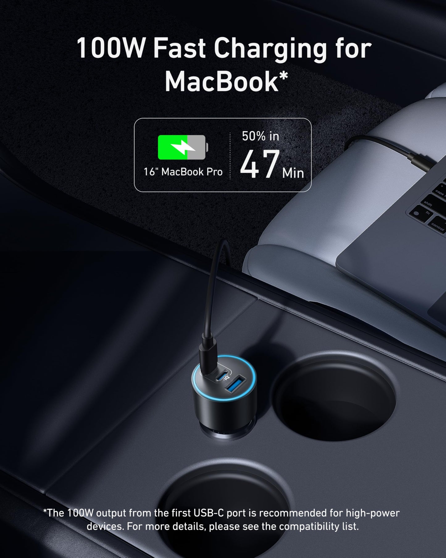 Anker USB-C Car Charger, 167.5W Max 3-Port Ultra-Compact Type-C Fast Car Charger, for MacBook Pro/Air, iPhone 15/14 / 13 Series, Samsung S24 / S23, iPad Pro, AirPods