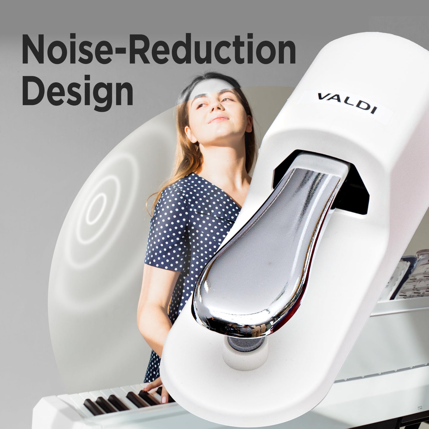 VALDI BP-3 Sustain Pedal White - Universal Pedal for Keyboard Piano, Digital Pianos, MIDI Keyboards & Synths - Conversion Switch for All Brands - 1/4'' Jack, Anti-Slip Design, Extended Cable