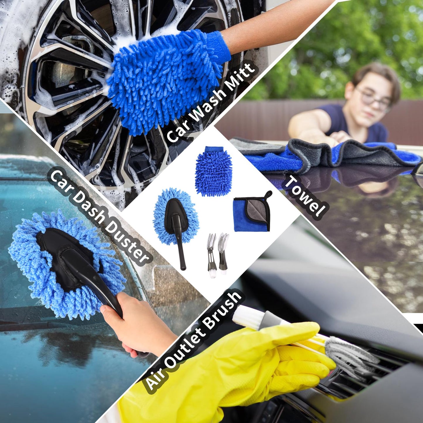 25 Pcs Car Detailing Brush Set No Scratch for Clean Interior or Exterior, Dashboard, Air Vent, Leather Seats, Emblems, Tires, Engine Bay
