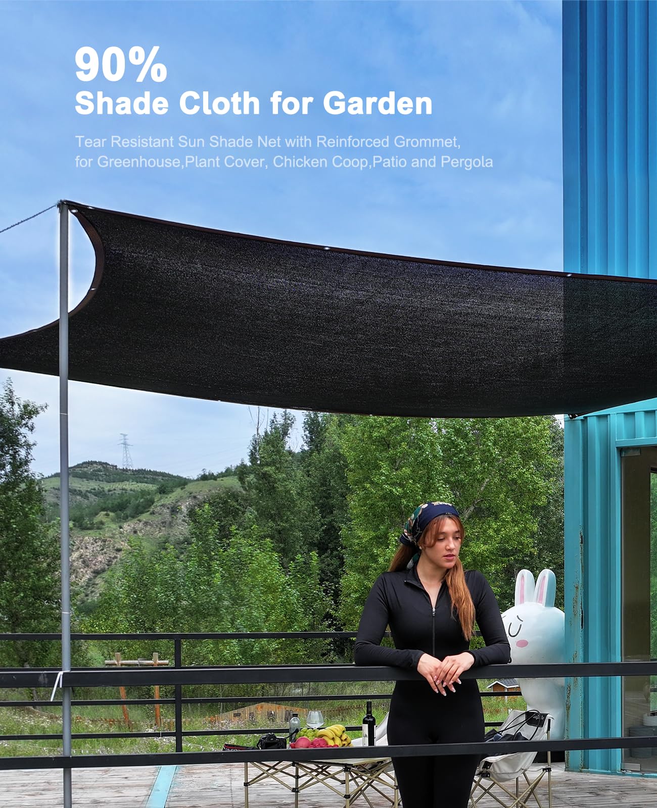 90% Shade Cloth 10x30ft - Sun Shade Sail，Garden Shade Cloth with Grommets for Vegetables, Sun Shade SailGreenhouse，Plant Protection - Patio & Pet Areas- with Grommets for Easy Installation