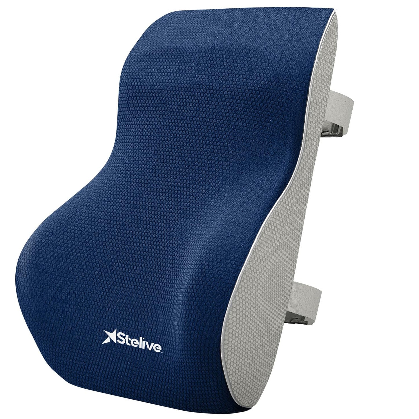 Stelive Ergonomic Lumbar Support Cushion, Orthopedic Memory Foam Back Support Pillow with Breathable Cover & Adjustable Straps for Back Pain Relief & Posture Support in Office, Car, Gaming Chairs