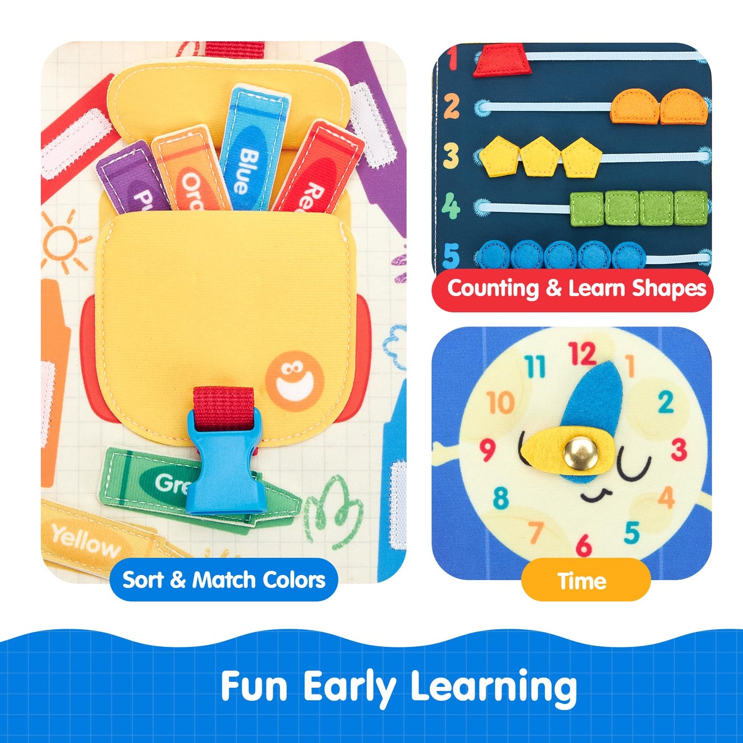hahaland Preschool Busy Books for Toddlers 2-4 - Montessori Toddler Busy Board for 2 3 Year Old, 20 in 1 Quiet Book Educational Toddler Toys for 1 2 3 Year Old Boy Girls Gifts