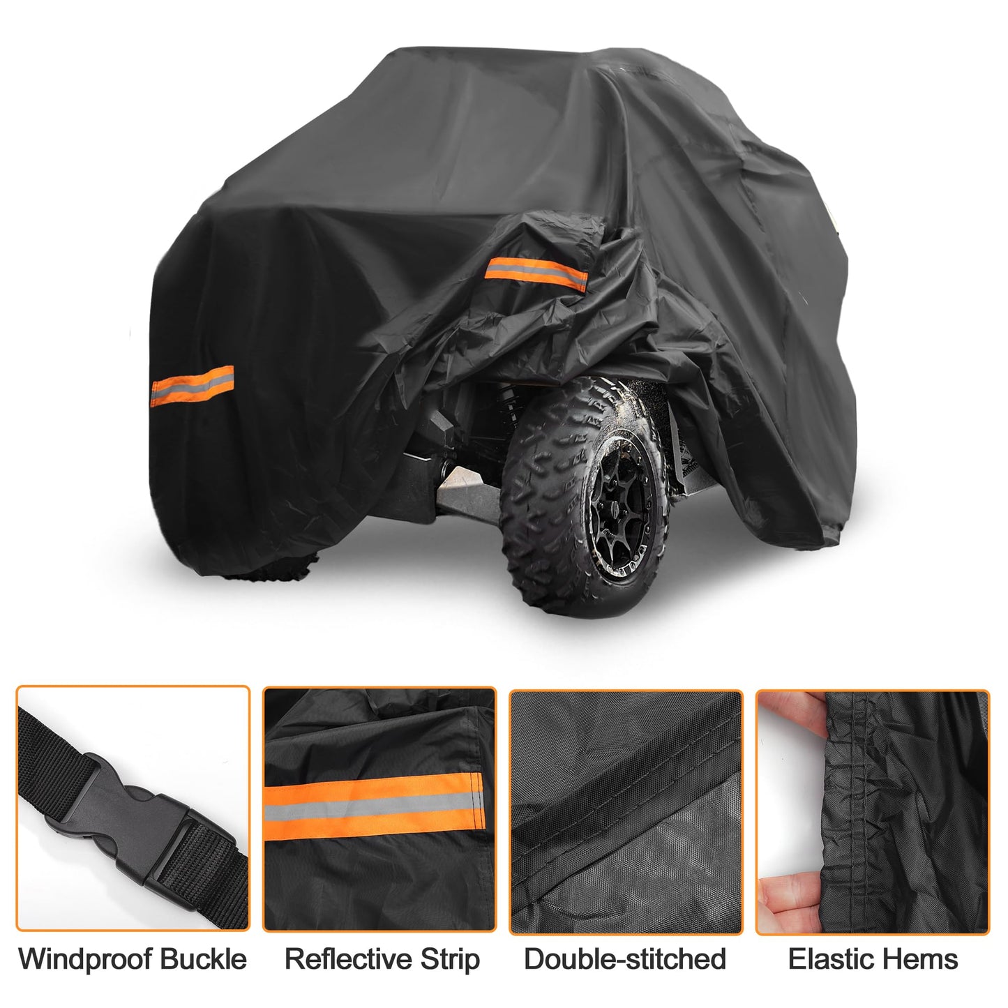 X AUTOHAUX ATV Cover for Polaris Sportsman 850 XP1000 Waterproof 4 Wheelers Quad Cover for Can-am Outlander Renegade XMR 650 850 1000R 210D-PU Black 88.19" Lx50.00 Wx51.57 H