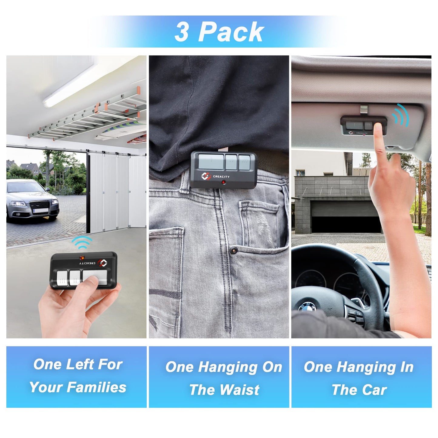 3 for Chamberlain LiftMaster Craftsman Garage Door Opener Remote 893LM 893Max 971LM Universal