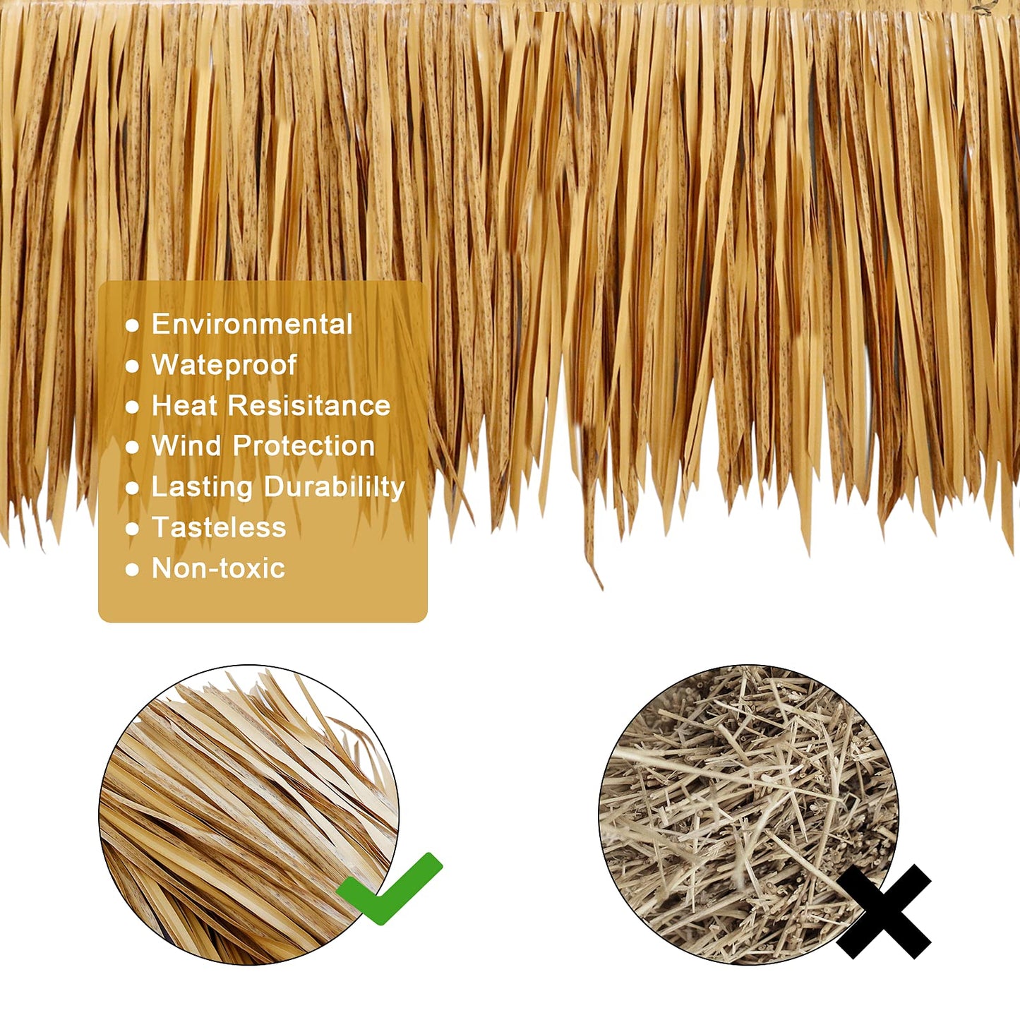 Straw Roof Thatch –Mexican Style Artificial Palm Thatch Rolls Tiki Bar Hut Grass,Palapa Thatch Roofing for Garden Patio Umbrella Covers Fence Party Decoration