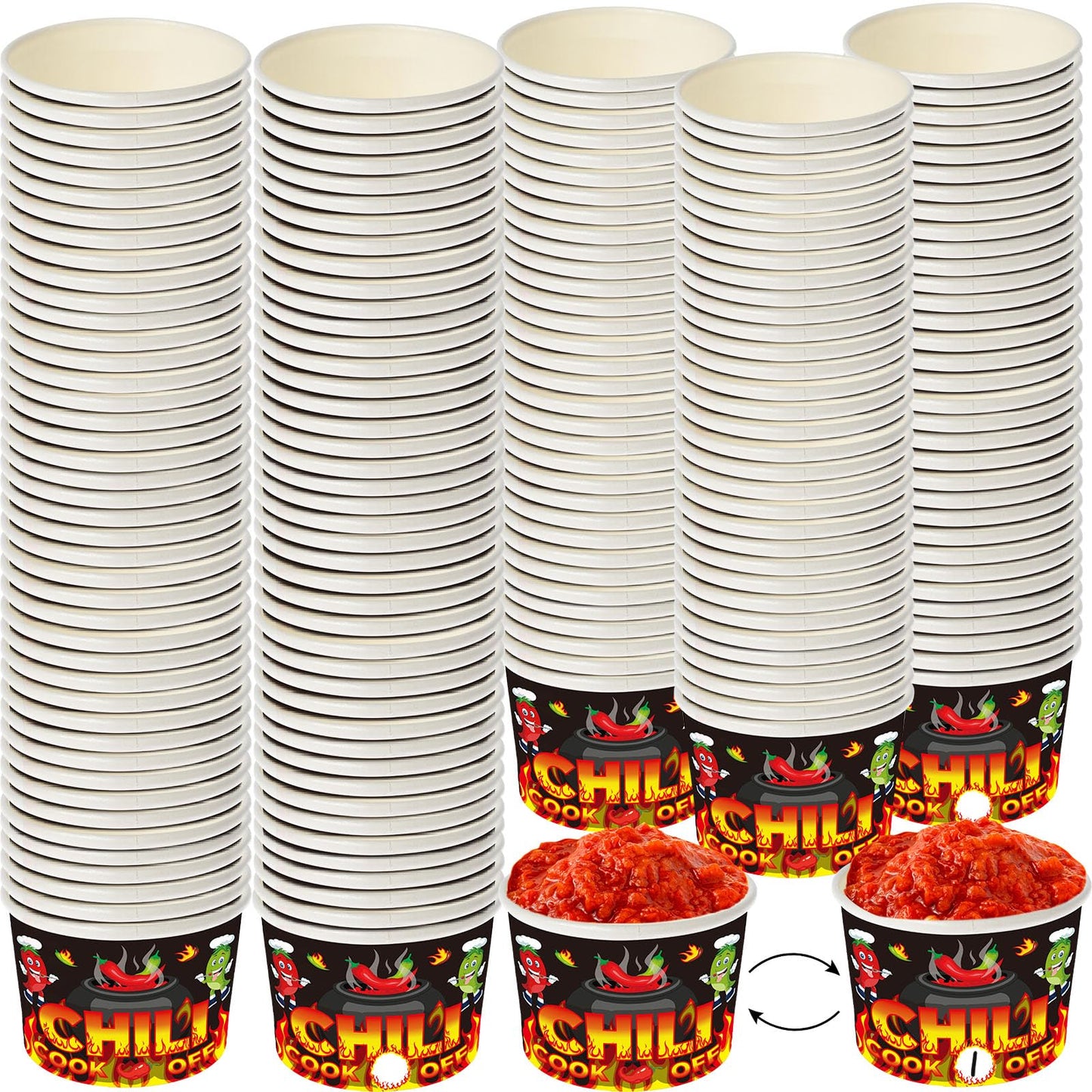 Tkifoda 200 Pcs 4 Oz Chili Cook Off Cups - Paper Construction, Black, Modern Style - 4 Oz Capacity, Ideal for Chili, Soup