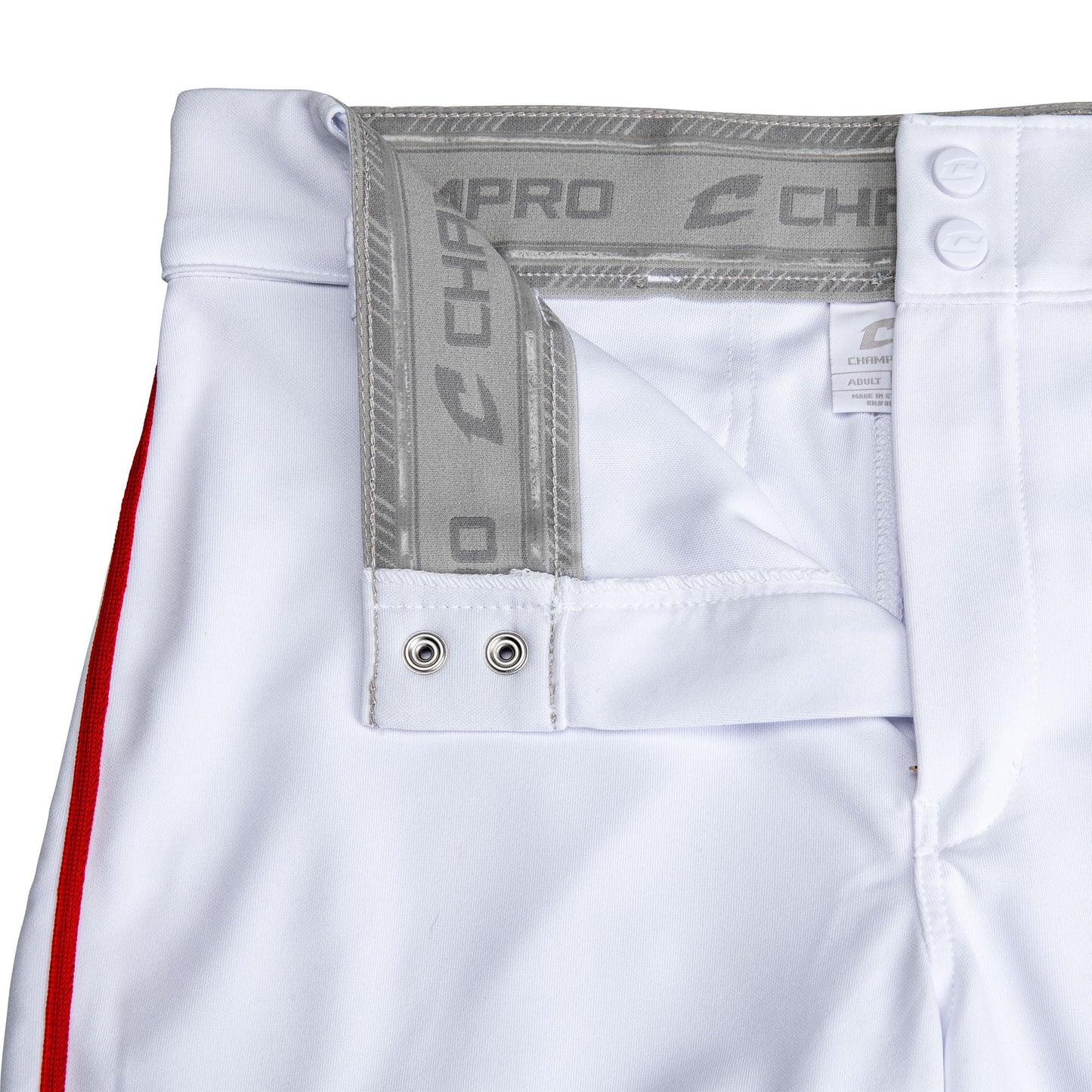 CHAMPRO Men's Triple Crown 2.0 Tapered Bottom Baseball Pants with Braid White/Scarlet