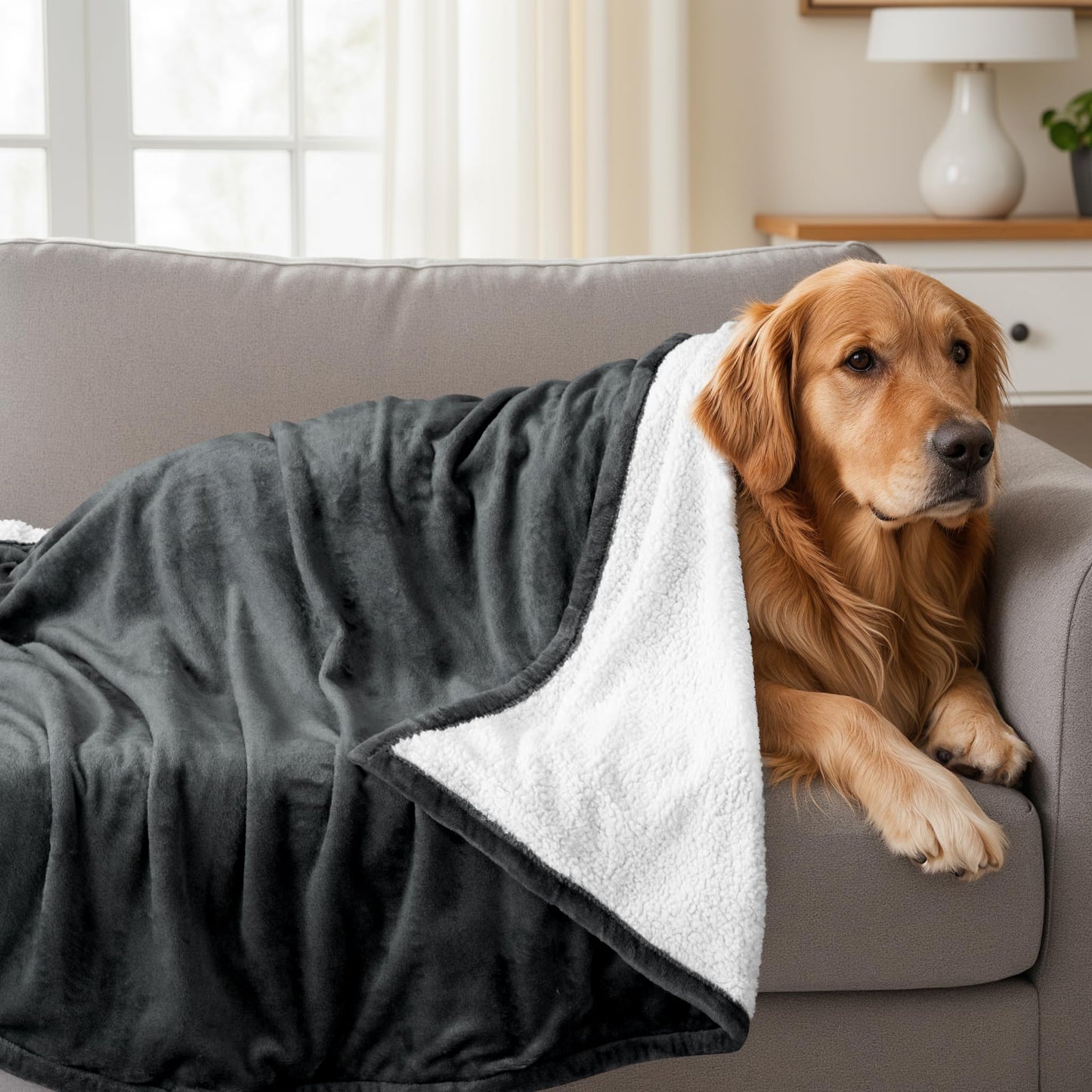 Utopia Bedding Sherpa Blanket Queen Size [Grey, 90x90 Inches] - Soft Lightweight Plush Fleece Reversible Blanket for Bed, Sofa, Couch, Camping and Travel