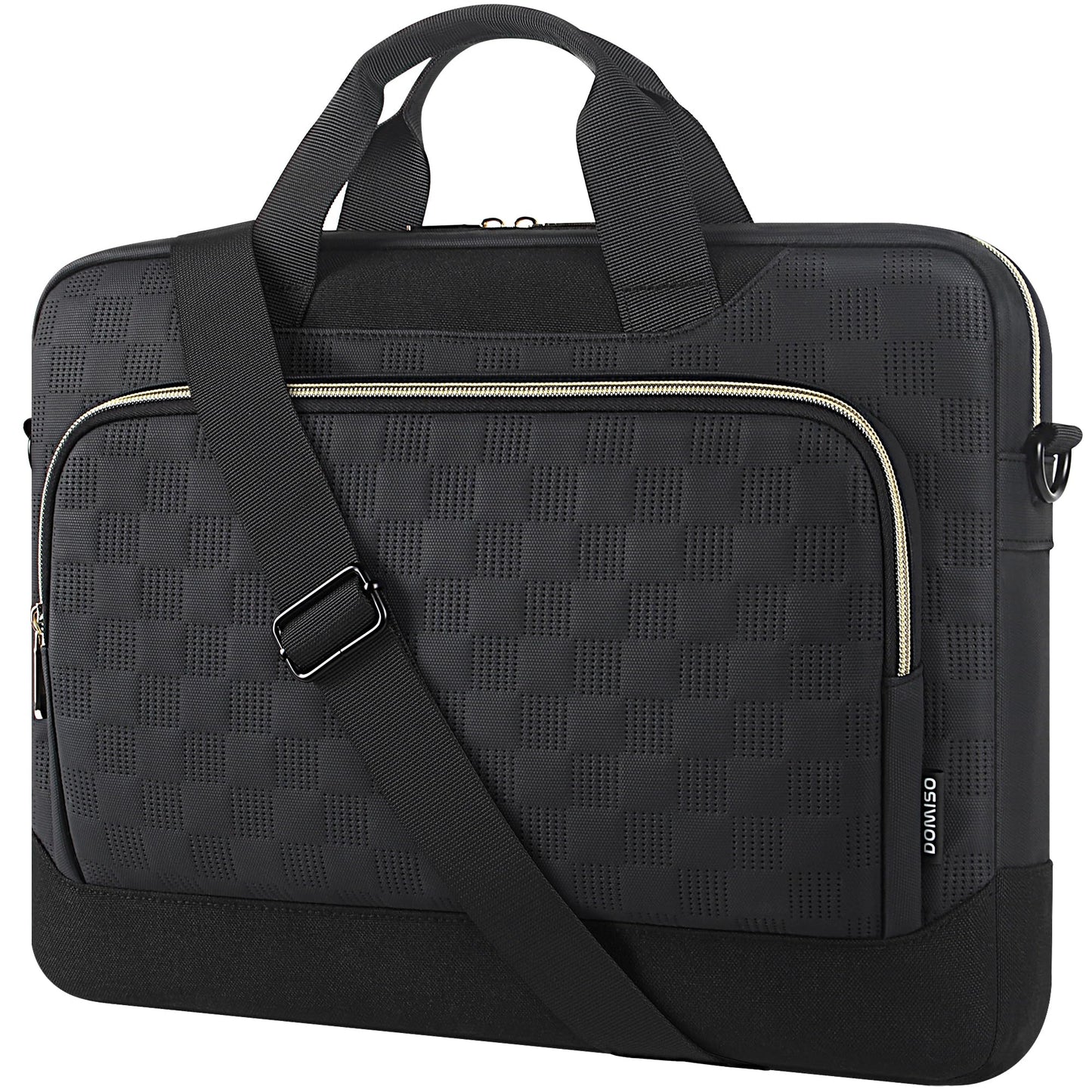 DOMISO 15.6 inch Laptop Bag 15 inch Laptop Sleeve Waterproof Laptop Shoulder Bag 15.6 inch Laptop Case for Men Women Business Office Work Computer Bag 15.6 inch Adjustable Messenger Bag, Black