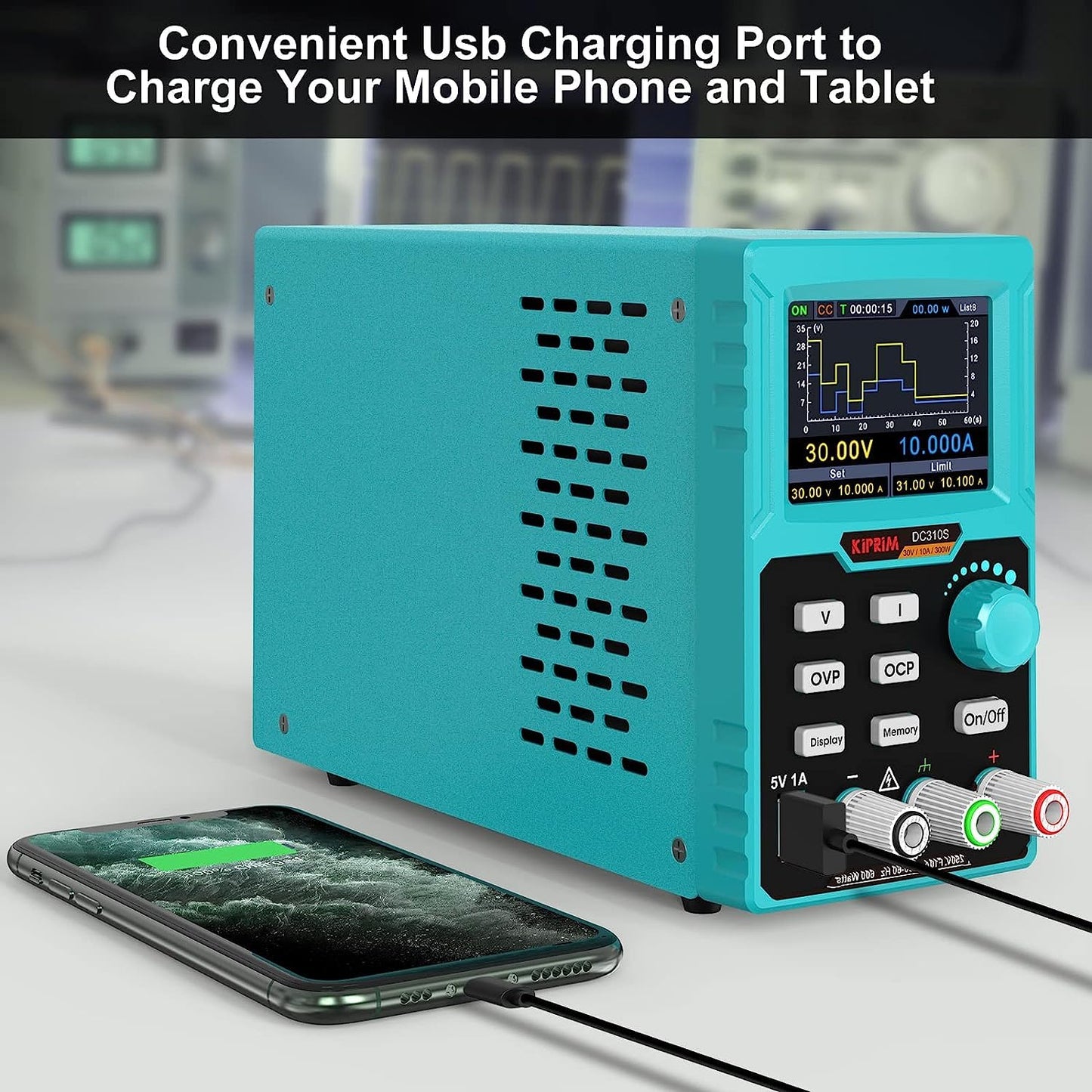 Programmable DC Power Supply (0-30 V 0-10 A) 110V Input High Precision 4-Digit Multiple Protection with PC Software and USB Charging (Professional 30V 10A)