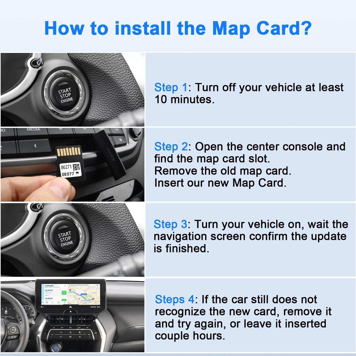 Latest Navigation SD Card Update Version for Toyota RAV4 Camry Corolla Highlander 4Runner Tundra - 86271-0E077 Toyota Navigation Micro SD Card GPS Map for USA/CAN/MX