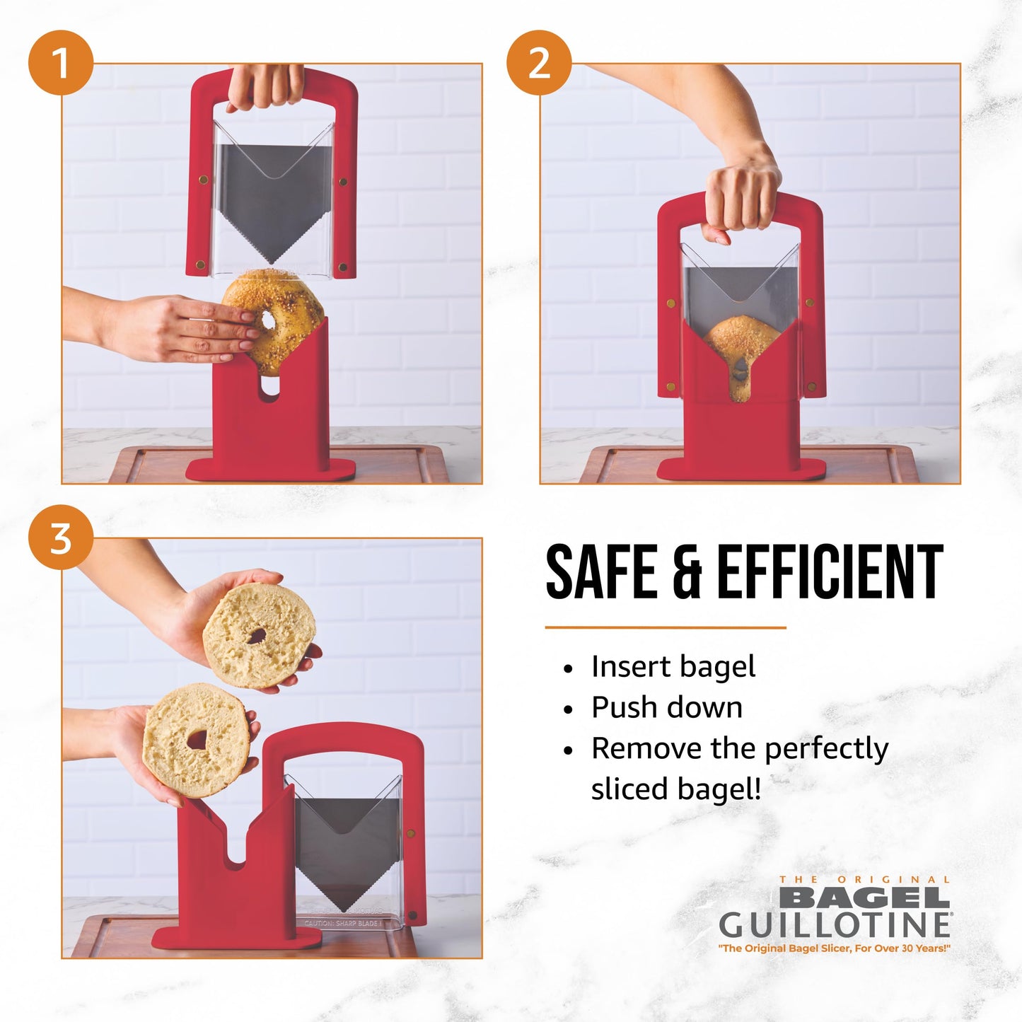 Hoan The Original Bagel Guillotine Universal Slicer, 9.25-Inch, Red