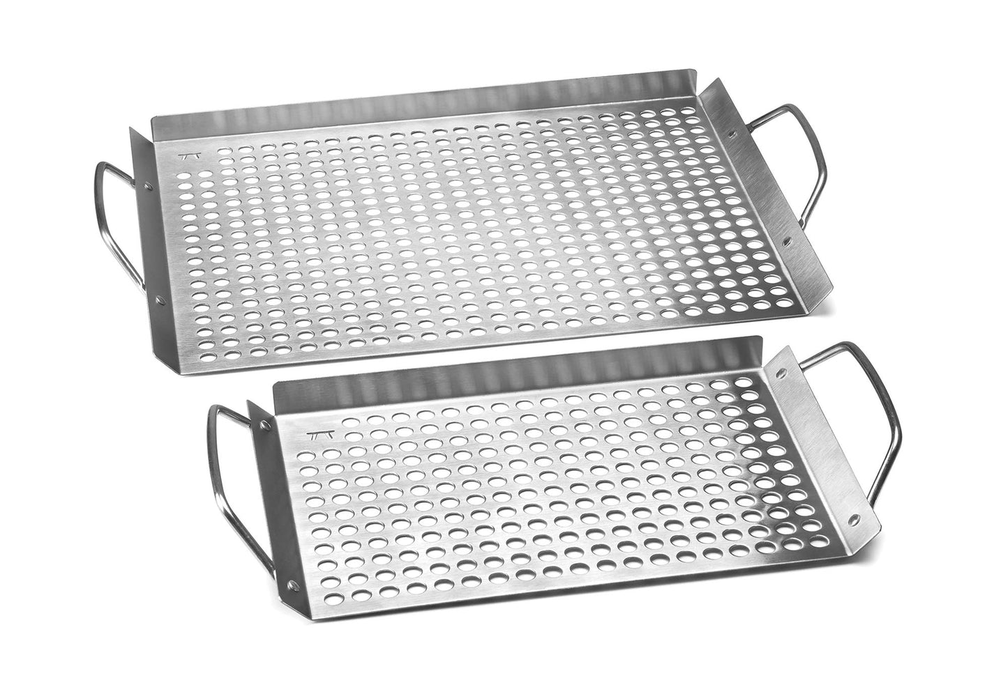 Outset 76630 Stainless Steel Grill Topper Grid, Set of 2, 11"x7" and 11"x17" BBQ Pans