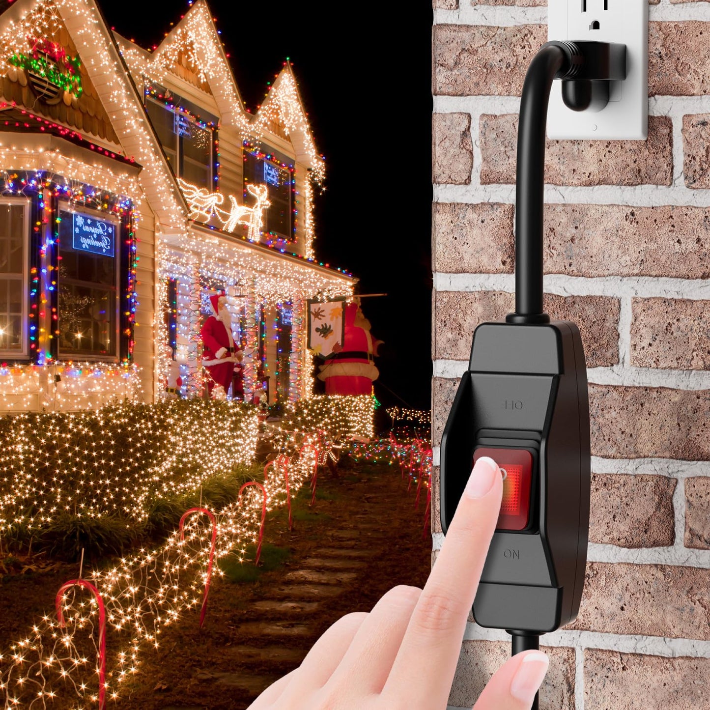 KASONIC 3 Prong Extension Cord with Switch, 1625W 13A Grounded Outlets with Safety Cover, 14/3 SJTW Cable On Off Waterproof Switch for Indoor Outdoor Use (100 FT)