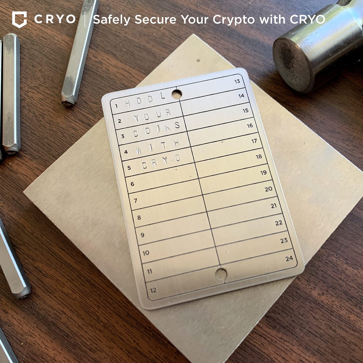 CRYO Crypto Seed Phrase Storage - Bitcoin Stainless Steel Wallet - Crypto Recovery Seed Phrase Backup - Cold Storage Cryptocurrency Backup - Store 12 to 48 Words (CARD)