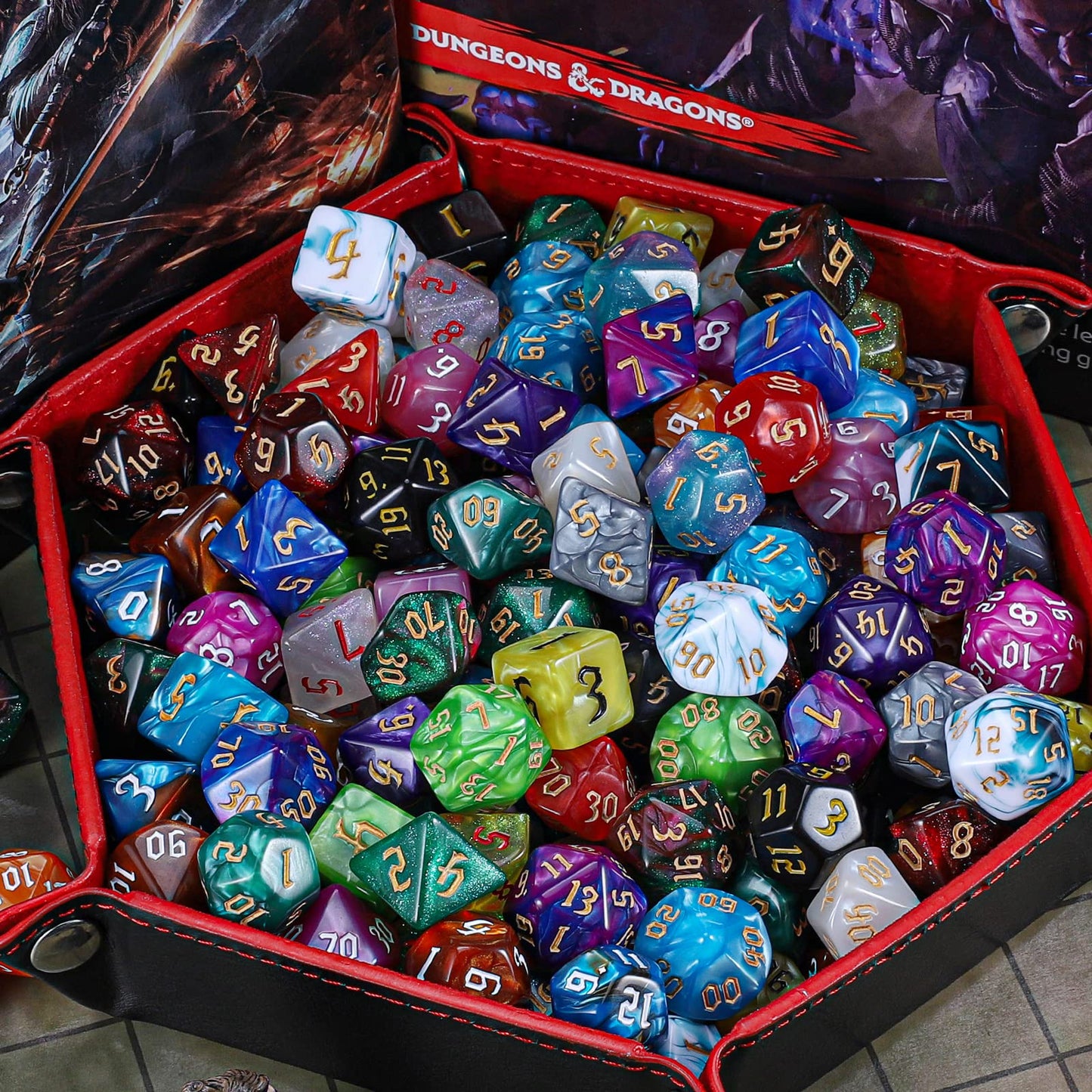 CiaraQ DND Dice Set - 26 x 7 (182pcs) Polyhedral Dice for Dungeons and Dragons D&D RPG MTG Role Playing Table Games, with a Large Flannel Bag