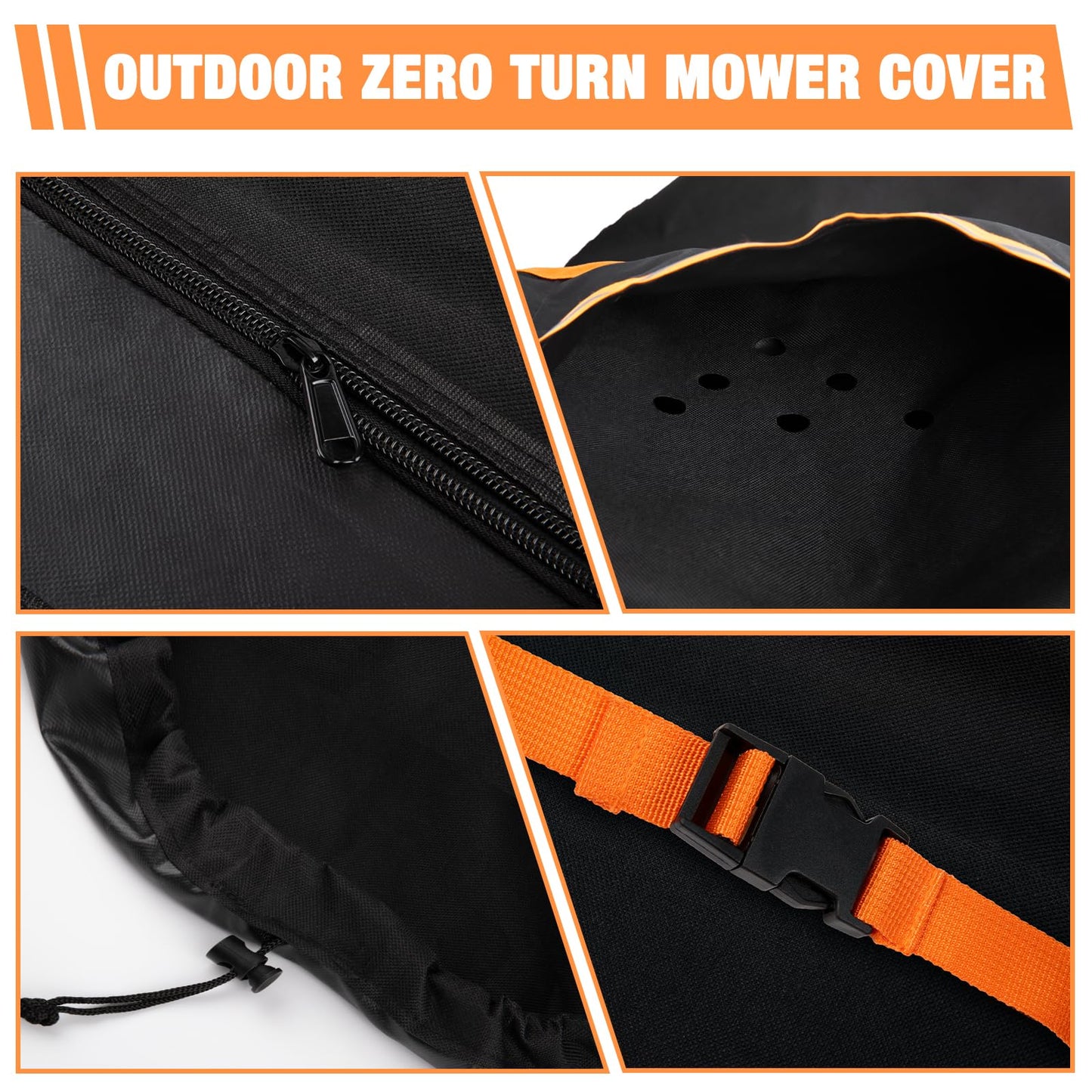 GREENER Zero Turn Lawn Mower M (800D)- Tractor Cover Fits Decks up to 54" Heavy Duty Protector, Universal fit for John Deere, EGO, Toro and More 80" L x 55" W x 49" H Black