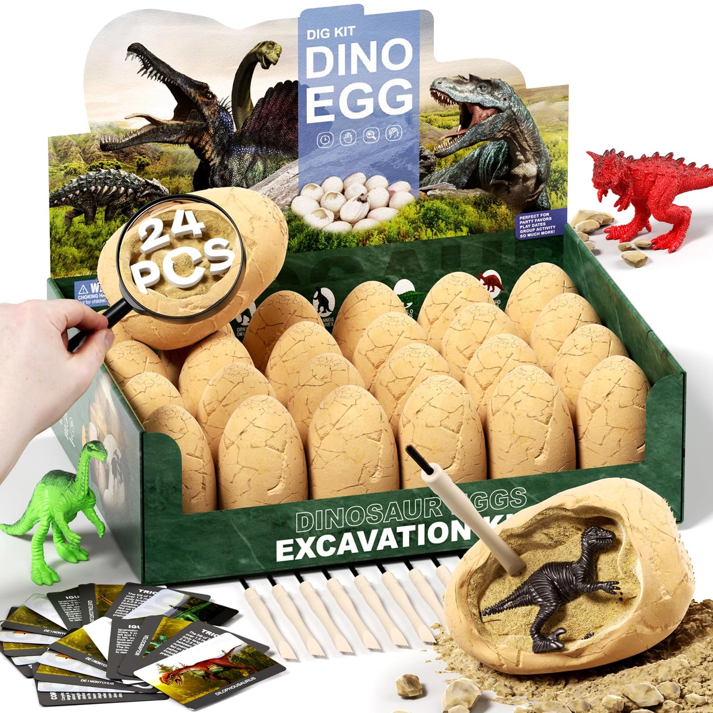 24 Dinosaur Eggs Excavation Dig Kit - Dinosaur Toys for Kids - Break Open Eggs and Discover 24 Cute Dinosaurs - Archaeology Preschool Science Crafts，STEM Science & Educational Toys Make Great Kids