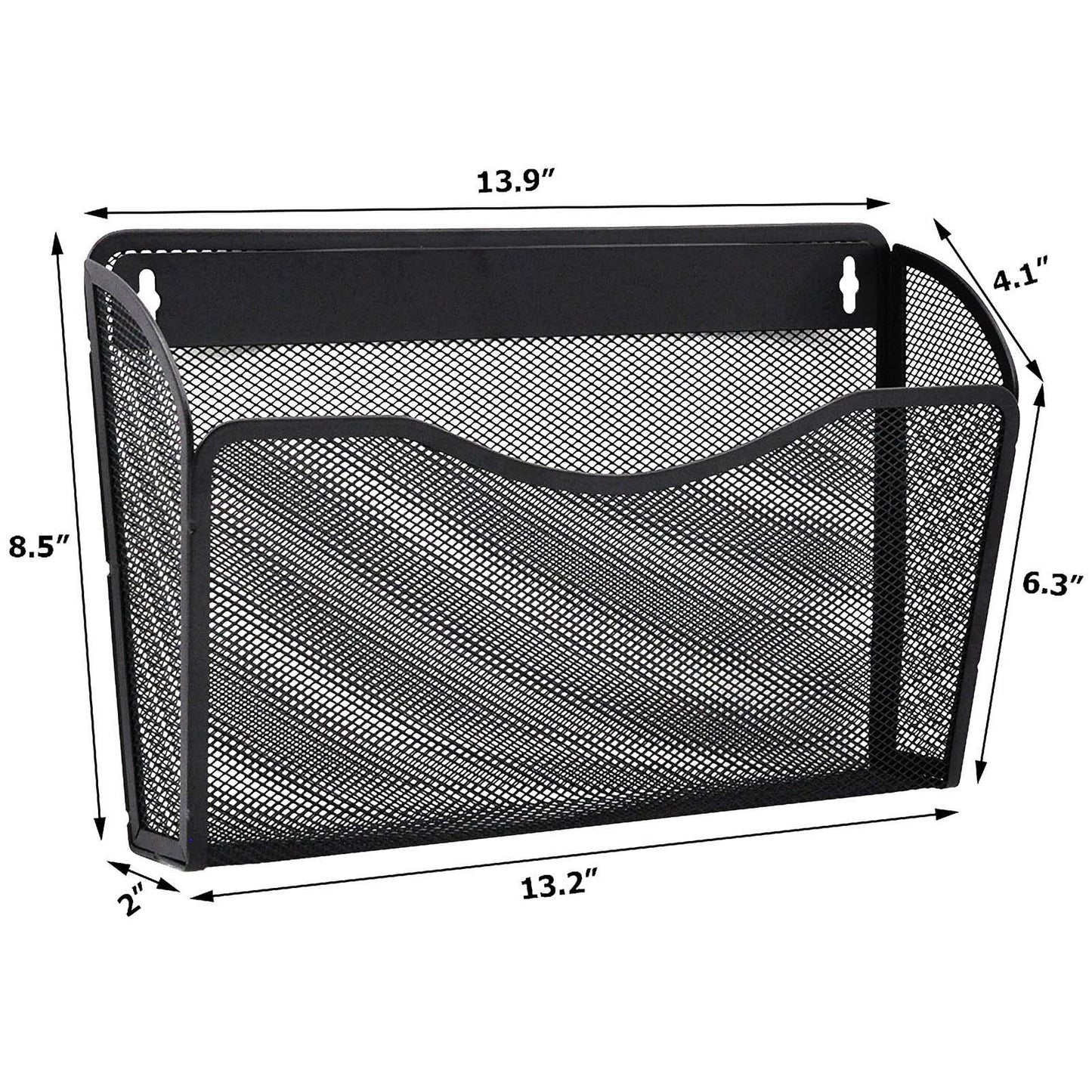 EASEPRES 6 Pack Mesh Wall Mounted File Holder Organizer Metal Hanging Vertical Paper Mails Rack Storage Wire Document Filling Holder Pocket for Office and Home, Black
