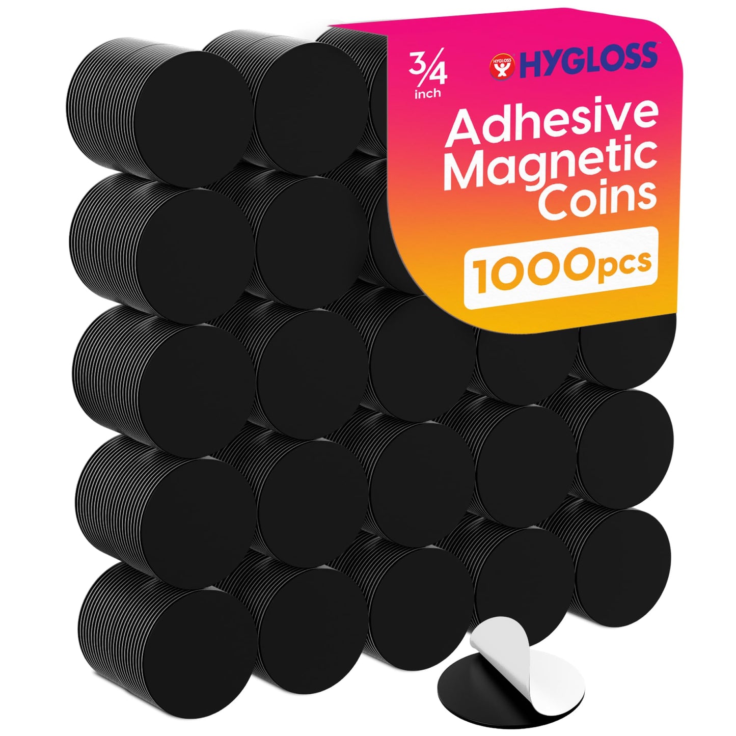 Hygloss 1000 Pcs Magnetic Dots with Adhesive Backing – 3/4-Inch Round Sticky Magnet Dots – Small Magnets for Crafts – Thin Flat Circle Magnetic Stickers for Fridge, Classroom, Whiteboard, Pictures