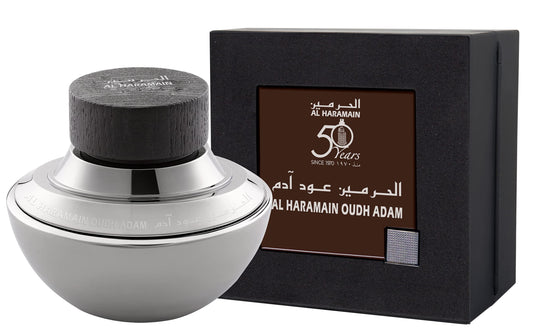 Al Haramain Oudh Adam - Cologne for Men - Arabian Perfume - Woody Spicy Fragrance with Notes of Saffron, Lavender, Patcholi, and Musk- Long Lasting Arabic Perfume - Eau De Parfum - 2.5 oz EDP Spray