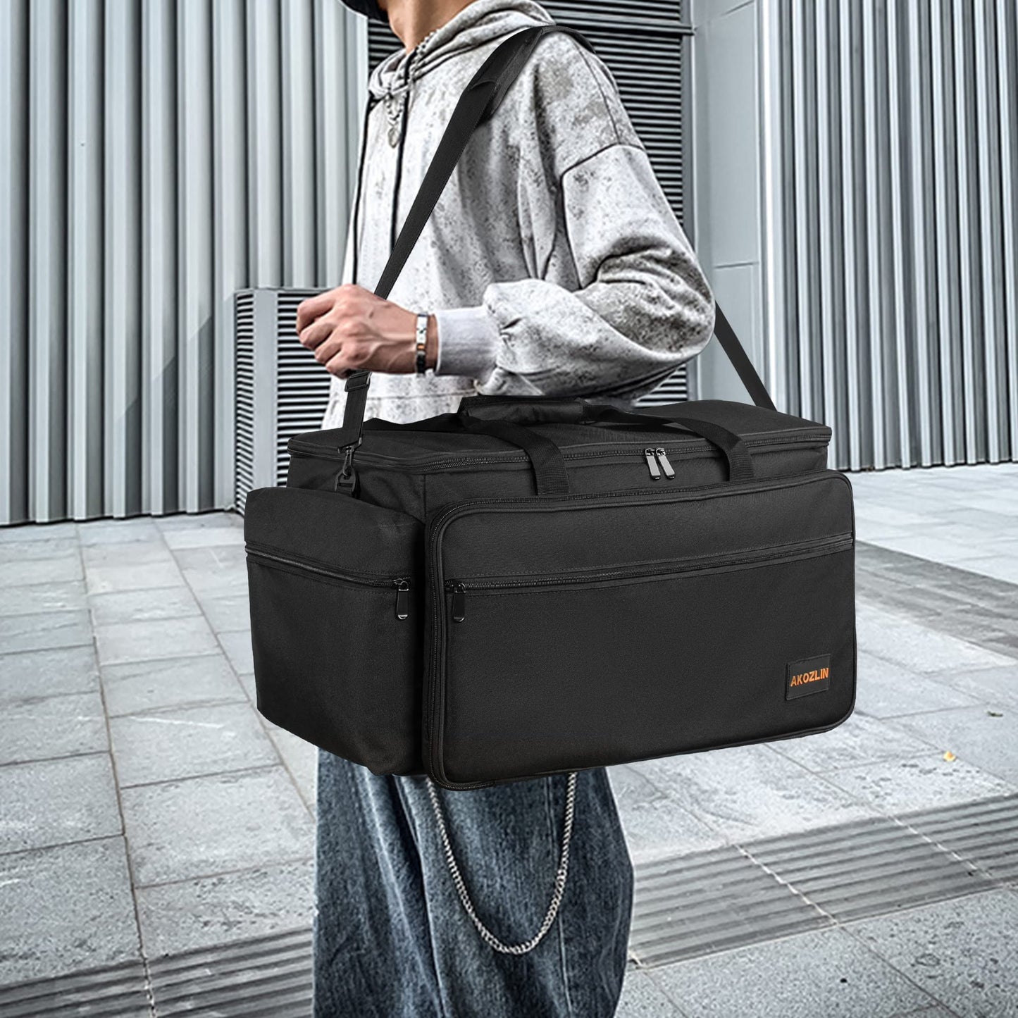 AKOZLIN DJ Cable File Bag with 10 Detachable Dividers and Bottom Cable Bags for Musicians Travel Gig Bag for 15.6" Laptop,Professional DJ Gear, Sound Instrument and Music Equipment Accessories,Large