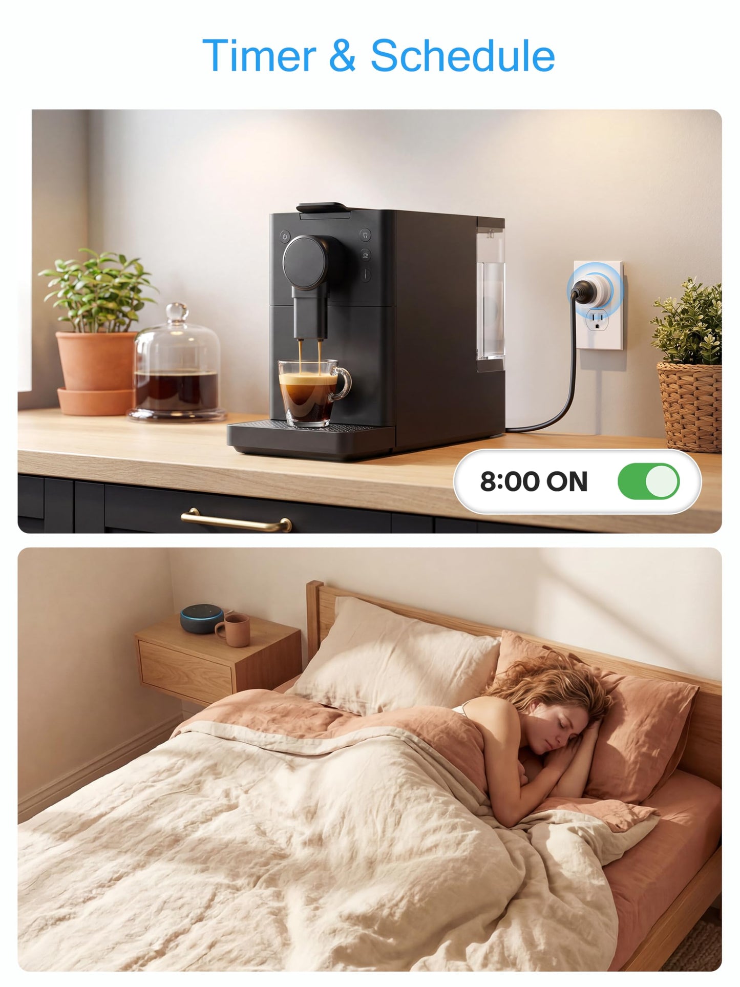 EIGHTREE Smart Plug Alexa, Smart Outlet, Works with Alexa, Google Home and SmartThings, WiFi Smart Plugs with APP Remote Control and Timer Function, 2.4GHz Wi-Fi Only, Prise Intelligente, 4Packs
