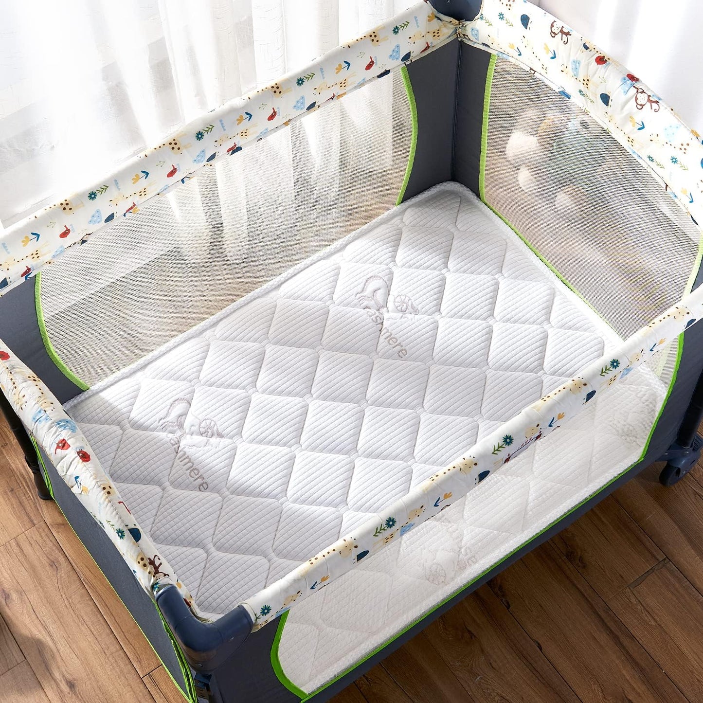 Premium Pack and Play Mattress Topper-38" x 26" x 1.5", Breathable, Soft, Safety-Reinforced Play Yard Mattress for Babies and Toddlers, Fits Pack N Play Playpens, White