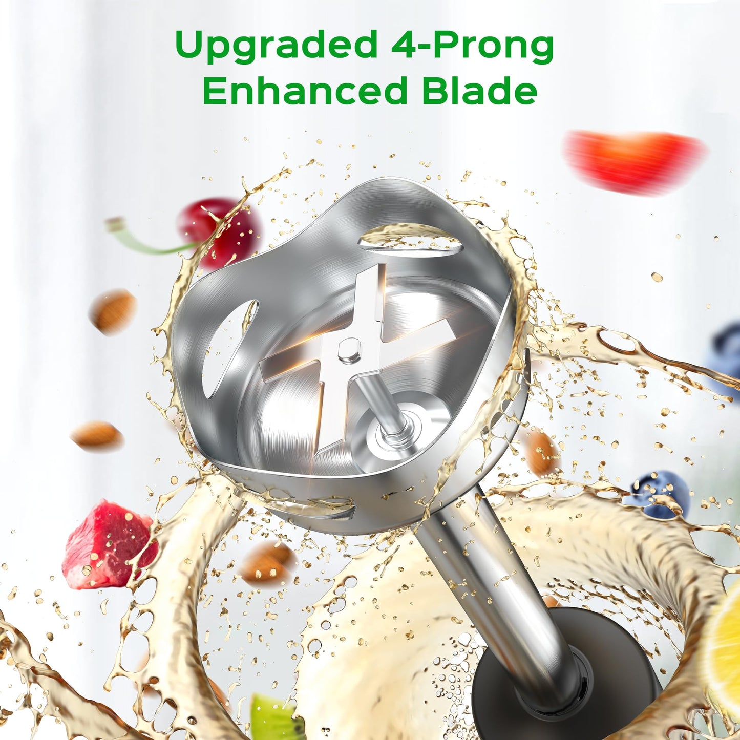 Powerful Hand Blender, Electric Immersion Blender 1000W with 21 Speed and Turbo Mode, 5-in-1 Handheld Blender, Milk Frother, Egg Whisk, 800ml Beaker, 600ml Chopper and 304 Stainless Steel Blades