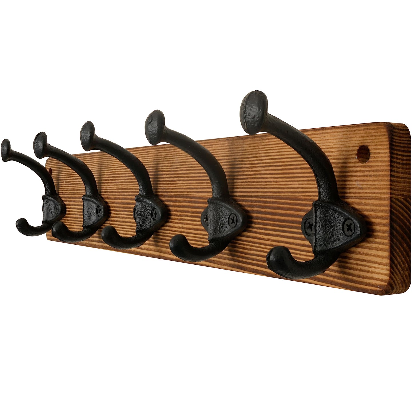 WEBI Rustic Coat Rack Wall Mount,5 Cast Iron Coat Hooks Wall Mounted,Heavy Duty Antique Vintage Hooks for Hanging Coats,Jacket,Clothes,Brown