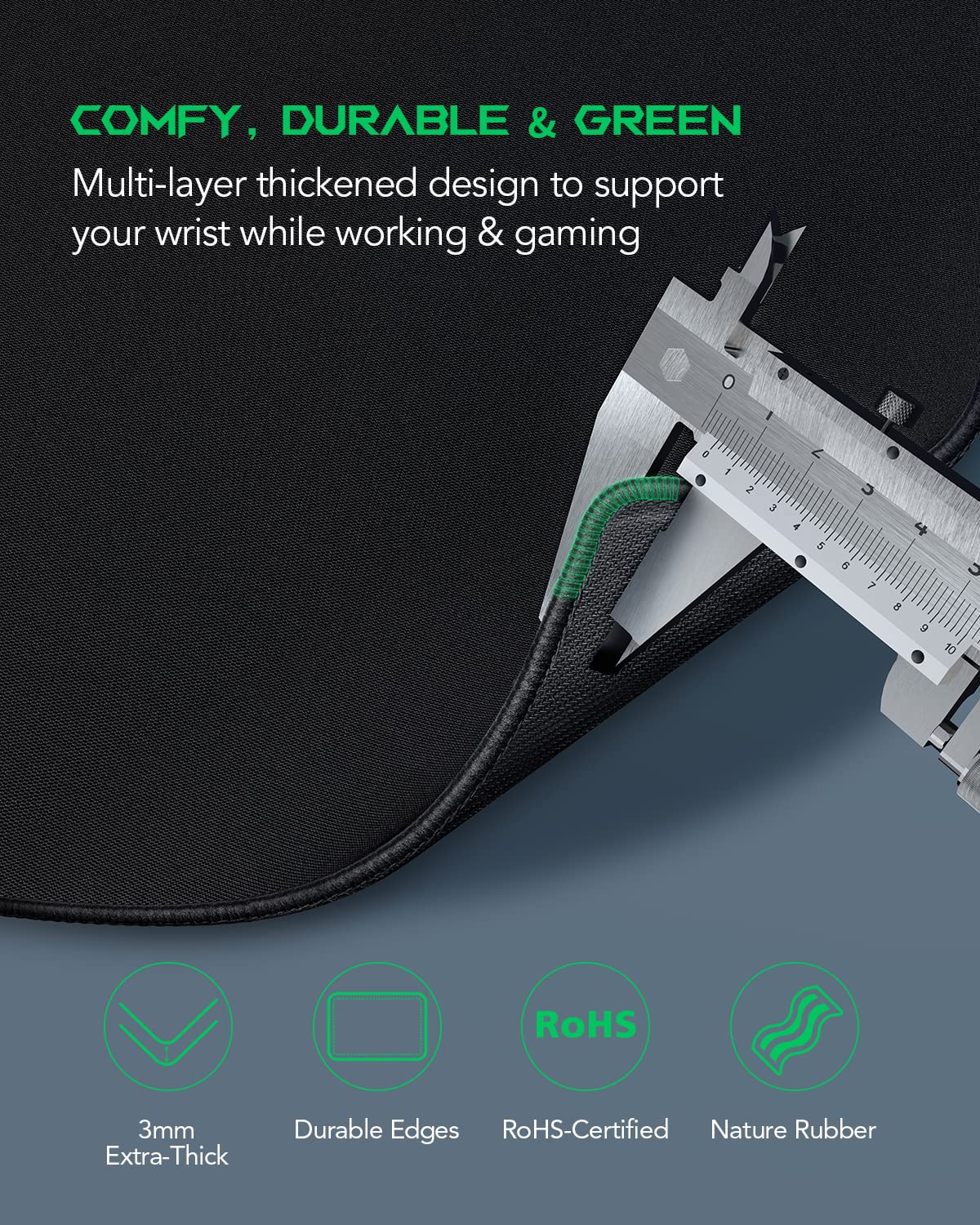 Black Shark Gaming Mouse Pad XXL (47.2"x23.6"x0.12"), Oversized Desk Mat, Non-Slip Mousepad, Super-Thick with Smooth Waterproof Surface, Anti-Fray Stitched Edges for Full Desk Pad Manta P4