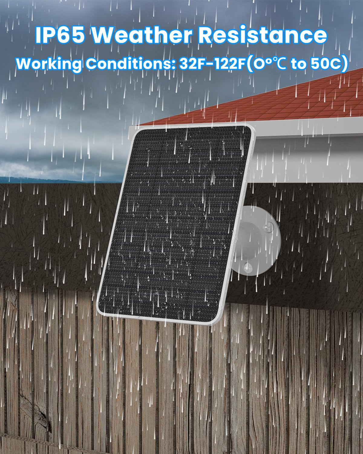 Solar Panel Charger Compatible with Arlo Essential 2K Outdoor(2nd Gen)/Essential XL Camera(2nd Gen)/Essential Spotlight, 5W Solar Panel with IP65 Waterproof 10ft Micro USB-C Cable & Wall Mount, 2 Pack
