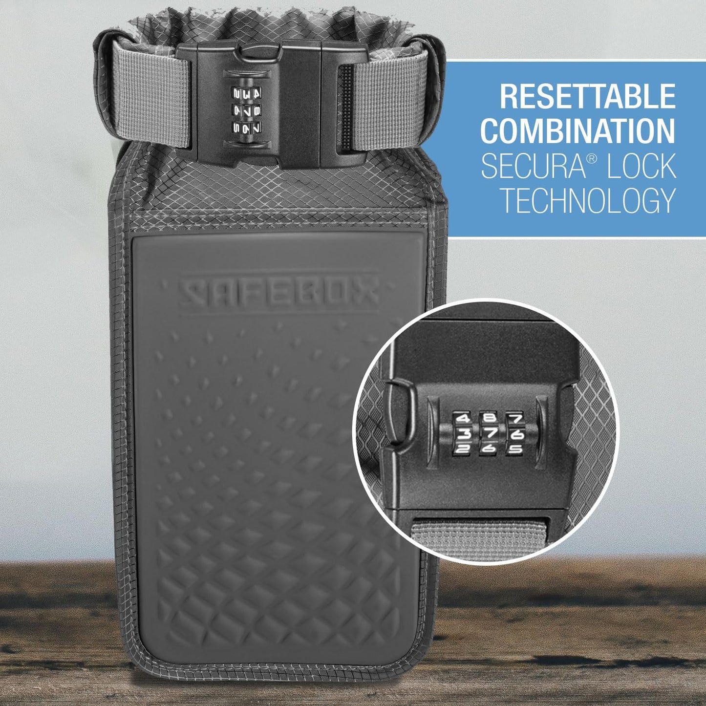 Lewis N. Clark Safebox Portable Safe with Anti Theft Combination Lock and Slash Resistant Material to Protect Wallet