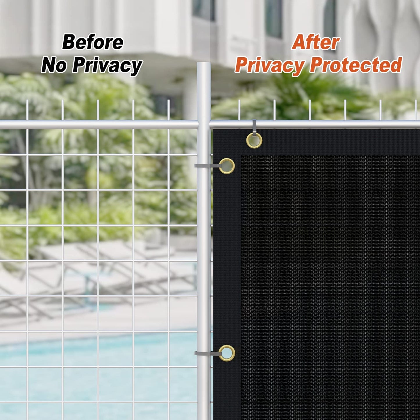 Fence Privacy Screen Outdoor, 4' x 25' Black Heavy Duty Decorative Fence Cover Chain Link Mesh Fencing Shade for Patio Backyard Wall Garden Pool Deck, UV Protection Weather Resistant