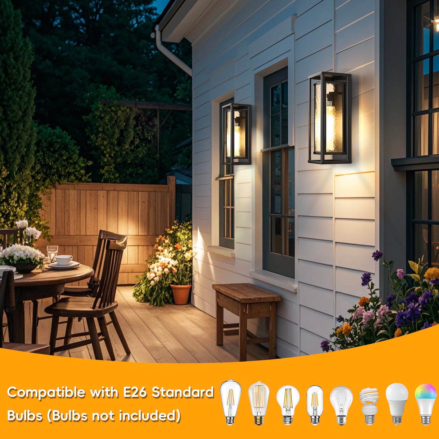 YSN 16" Large Outdoor Wall Lights 2 Pack, Modern Outdoor Light Fixtures Wall Mount, Black Exterior Sconce Outside Porch Lights, Waterproof Outside Lights for House Porch Garage