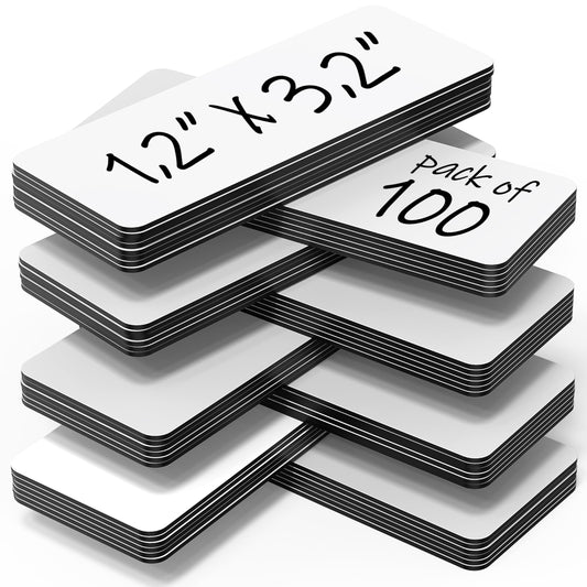 100 Pack Dry Erase Magnetic Labels 3.2x1.2 in - Magnetic Name Tags for Classroom Lockers School Bus - Classroom Magnets for Names Magnet Labels for Whiteboard Magnet Name Plates for Classrooms Blanked