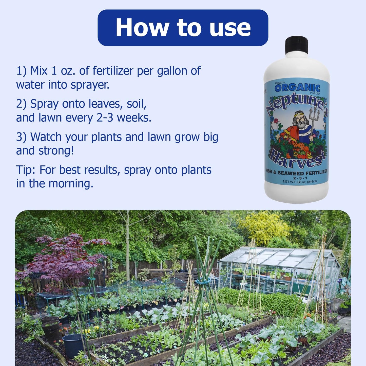 Neptune's Harvest Fish & Seaweed Blend Fertilizer 2-3-1 36 Oz