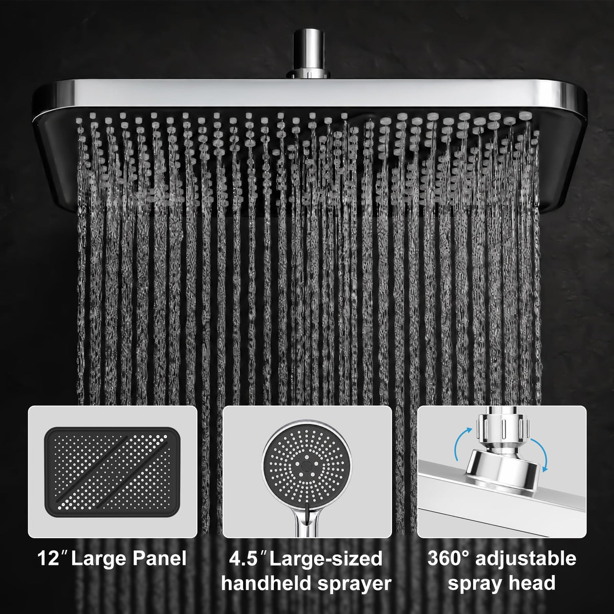 JOOM Shower Head with Handheld, High Pressure Rainfall Combo, Chrome