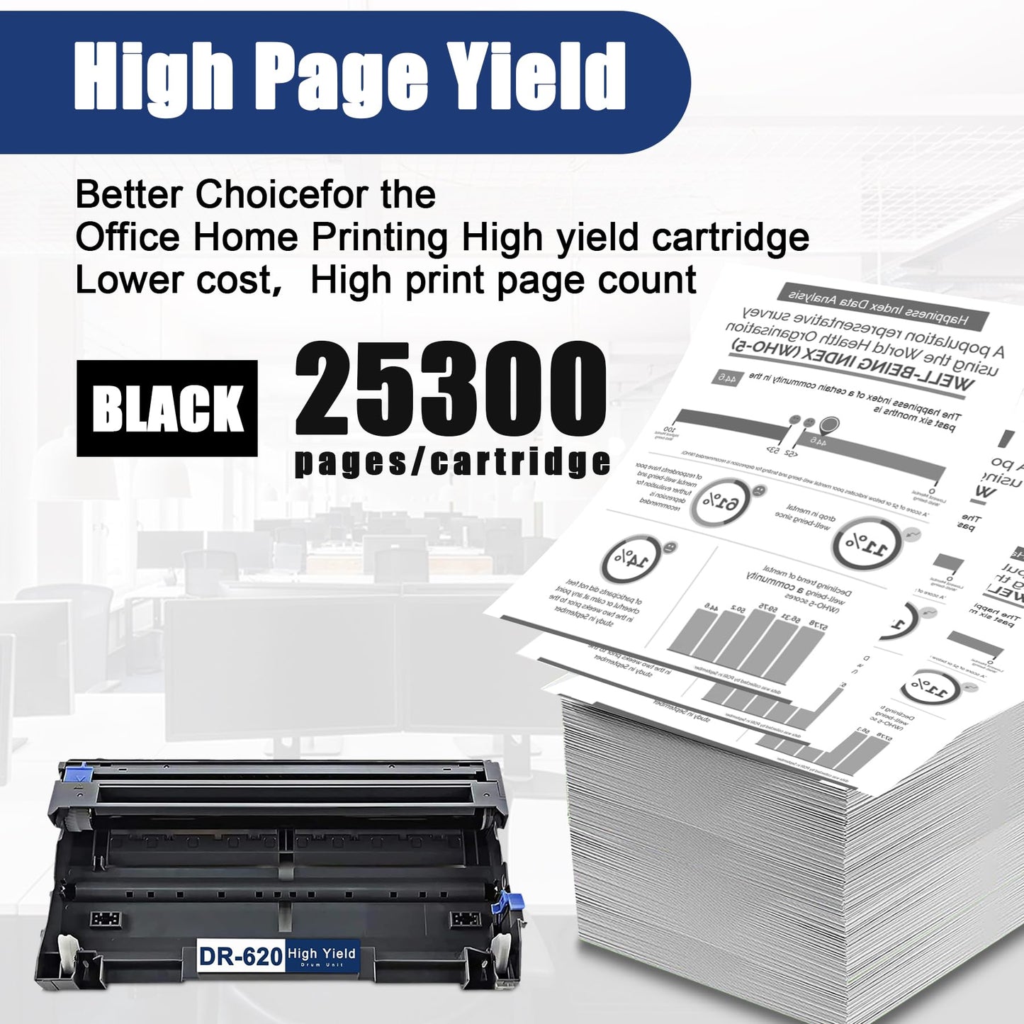 DR620 DR 620 Drum Unit High Yield Replacement for Brother DR-620 HL-5240 HL-5270DN MFC-8370 MFC-8460N MFC-8480DN DCP-8060 DCP-8065DN Printer (1 Pack)