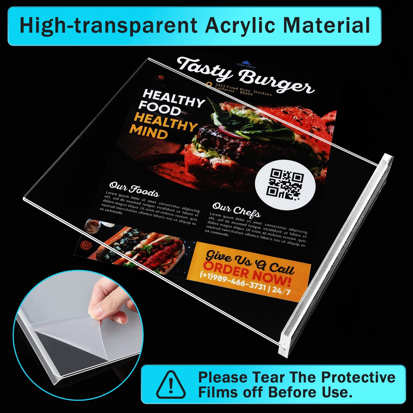 8 Pack Acrylic Sign Holder 8.5 x 11 Vertical, Clear T Shape Table Menu Display Stand, Multi-function Plastic Double-Sided Paper Picture Frames Flyer Document Holder for Displaying