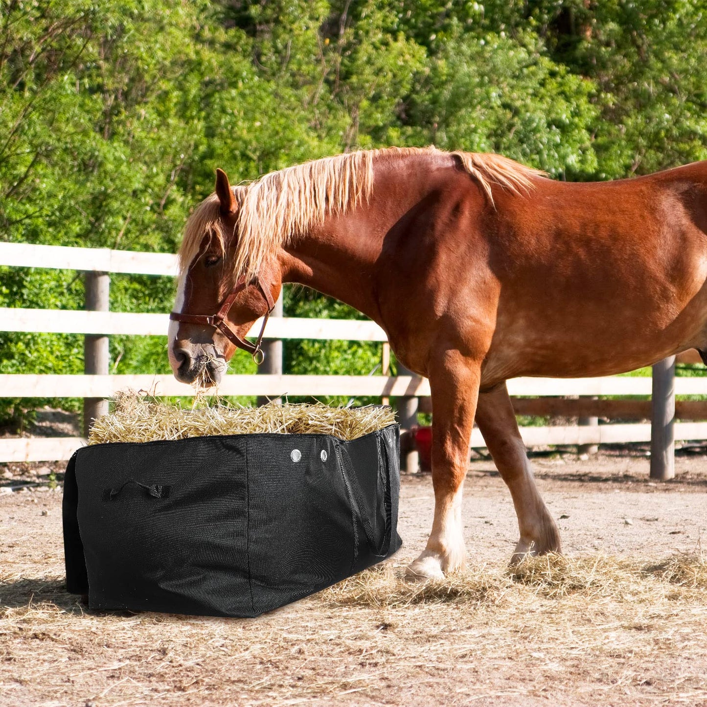 Tudomro Hay Bale Storage Bag-600D Extra Large Horse Hay Bag Black Heavy Duty for Horse Goats Storage Container Feeding Supplies for Feed Trailer, 44.4" x 22.8" x 18.7''