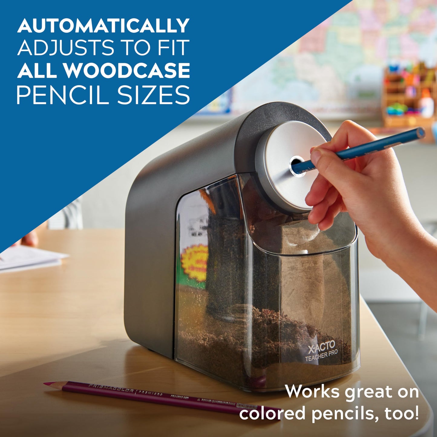 X-ACTO Electric Pencil Sharpener, Heavy Duty Pencil Sharpener for School, Black, 1 Count