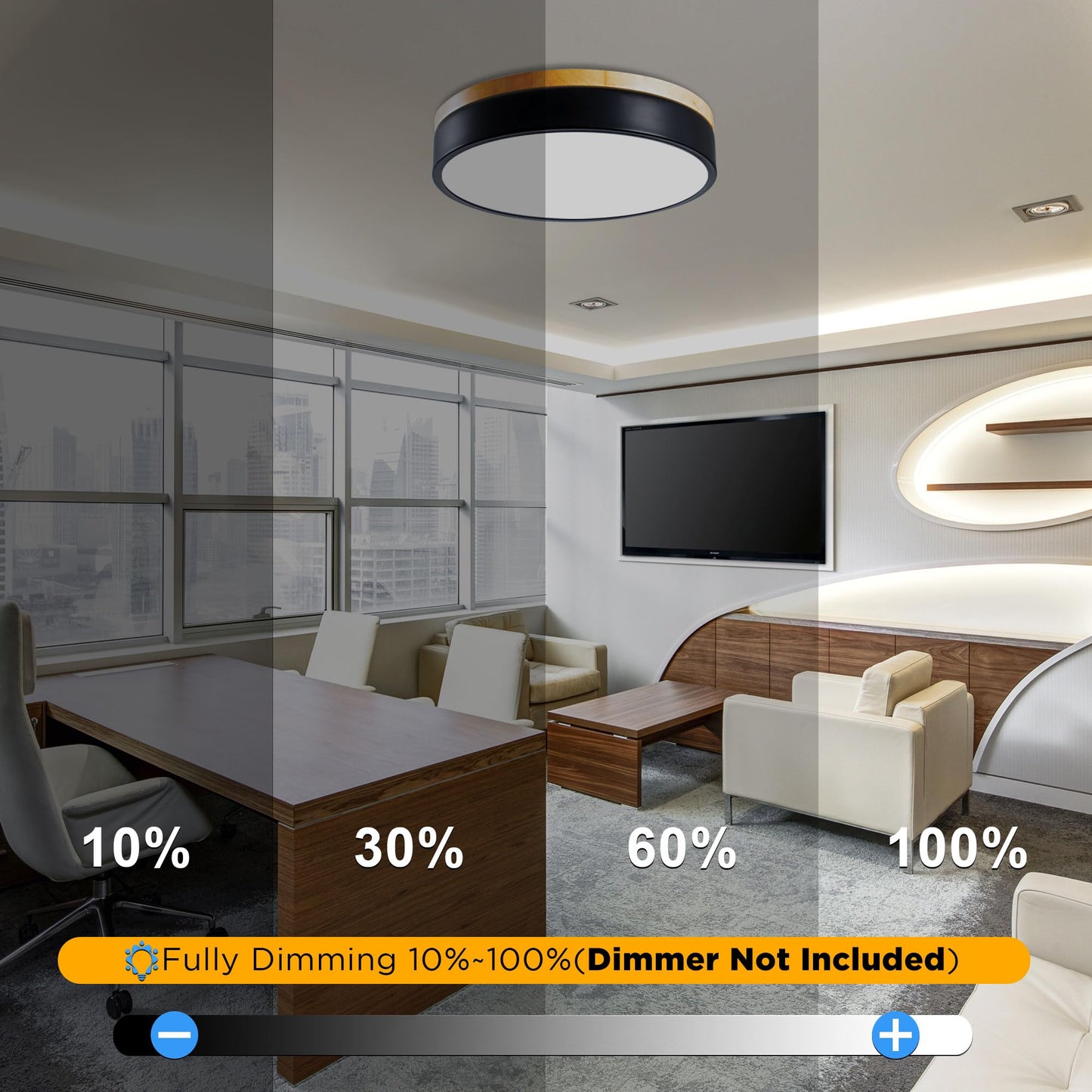 Geperll 12Inch Dimmable Wood LED Ceiling Light, 3000-6000K Tunable,Flush Mount Close to Ceiling Lighting 24W, Modern Fixture for Kitchen, Bedroom, Hallway